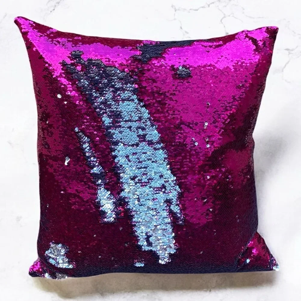NWOT NEW Three (3) Aviva Stanoff Sequin Hot Pink/Silver/Black Luxury Pillows